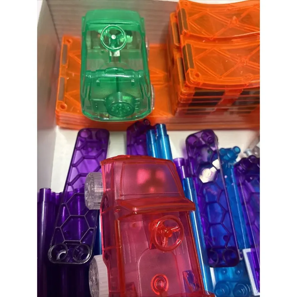 PICASSO-TILES Race Track Magnetic for Kids, 45PCS with 2 Racing Cars - READ !!